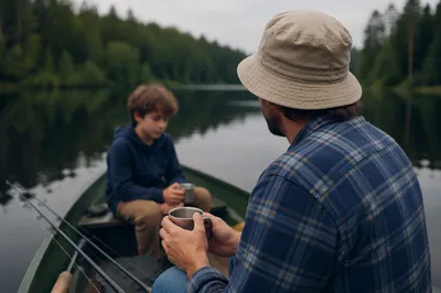 Father and Son Fishing Faith Conversation