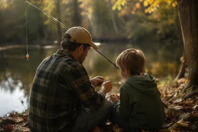 Father and Son Fishing Faith Conversation