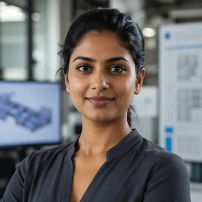 Confident Female Engineer in Modern Workspace
