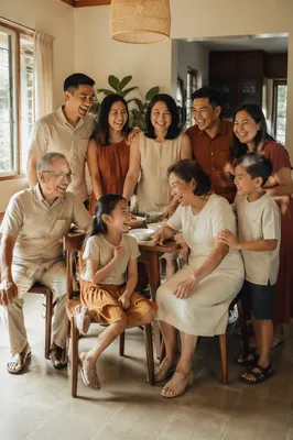 Joyful Filipino Family Gathering in Dining Room