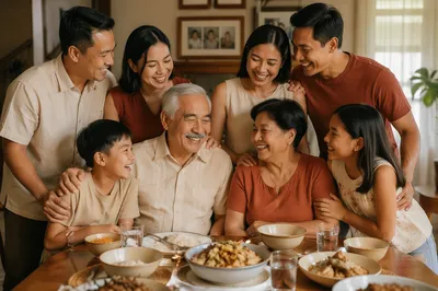 Joyful Filipino Family in Bright Dining Room