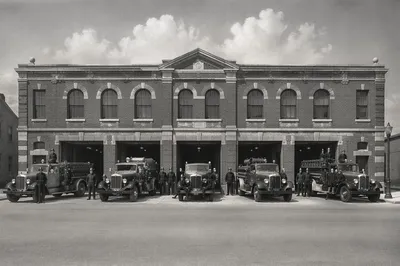 Firefighters at Historic Brick Fire Station