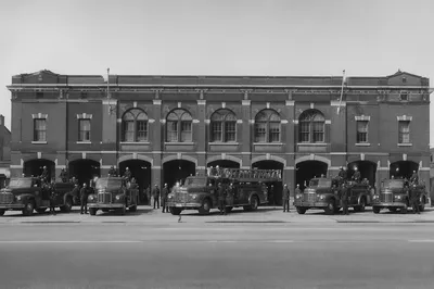 Historic Firefighters at Brick Station Panorama
