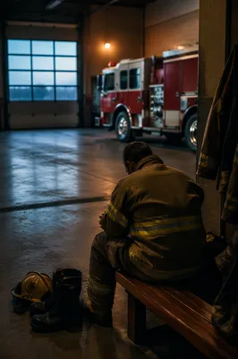 Firefighter Prayer Before Dawn at Station