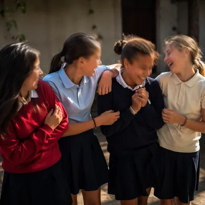 Joyful School Friends Laughing Outdoors