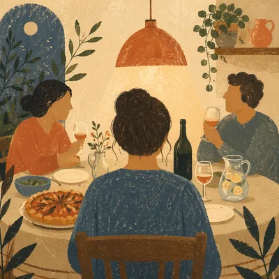 Joyful Friends Dinner Celebration at Home