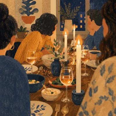 Joyful Friends Dinner Celebration by Candlelight