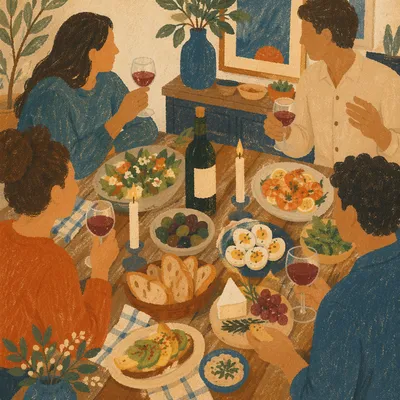 Joyful Friends Dinner Celebration at Home