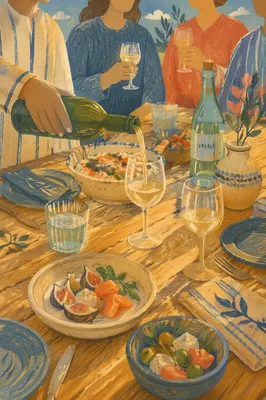 Friends Celebrating Around a Sunlit Dinner Table