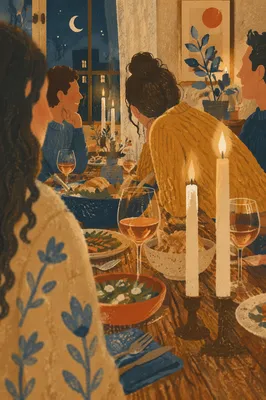 Joyful Friends Dinner Celebration by Candlelight