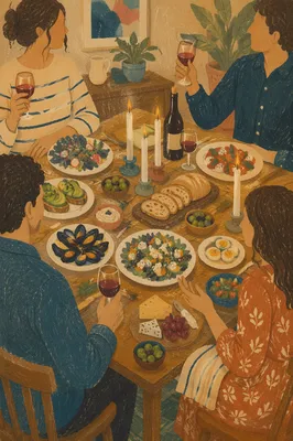 Joyful Friends Dinner Celebration at Home