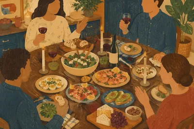 Joyful Friends Dinner Celebration at Home