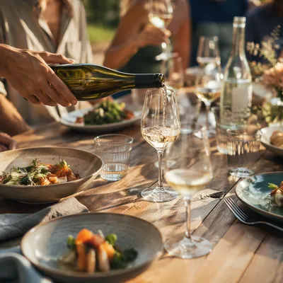 Friends Celebrating at Warm Dinner Table