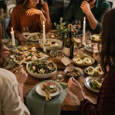 Joyful Friends Dinner Celebration at Home