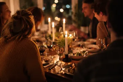 Joyful Friends Dinner Celebration by Candlelight