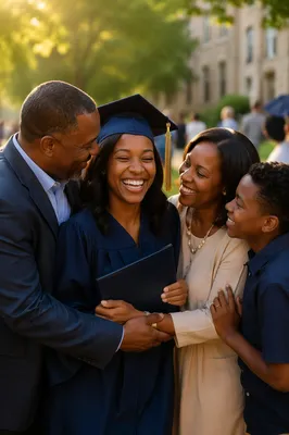 Family Hug After Graduation Ceremony