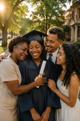 Graduate Celebrating With Family at Golden Hour