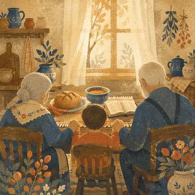 Grandparents and Grandchild Sharing Family Blessing