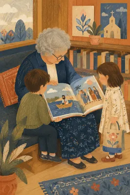 Grandmother Reading With Grandchildren