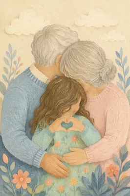 Warm Grandparents Embracing Grandchild