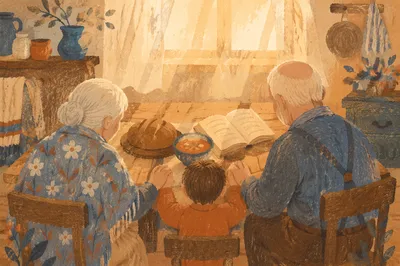 Grandparents and Grandchild Sharing Family Blessing