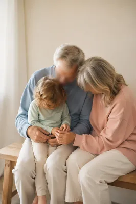 Warm Grandparents and Grandchild Family Portrait