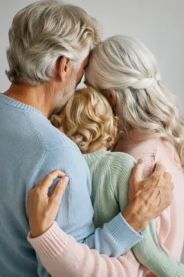 Three Generation Family Embrace Portrait