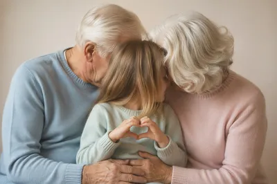 Loving Grandparents Embracing Grandchild