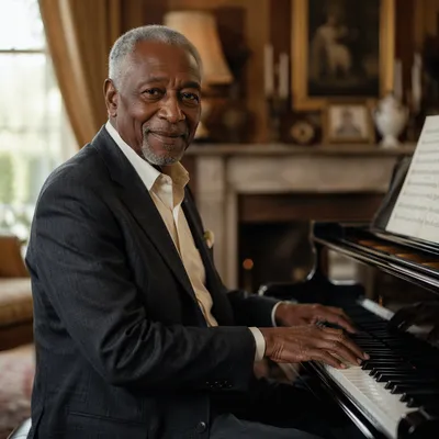 Elegant Grandfather Seated at Grand Piano