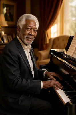 Elegant Grandfather Playing Grand Piano Portrait