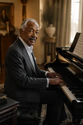 Elegant Elderly Man Playing Grand Piano