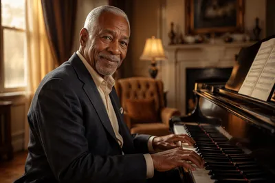 Elderly Man Playing Grand Piano Portrait