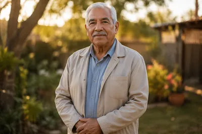 Dignified Elderly Man in Sunlit Garden