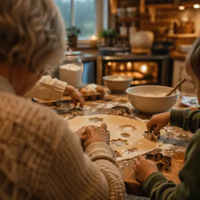 Grandmother Baking Cookies with Grandchildren