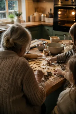 Grandmother Baking Cookies with Grandchildren