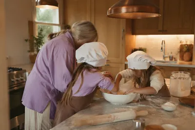 Grandmother Baking Cookies with Grandchildren