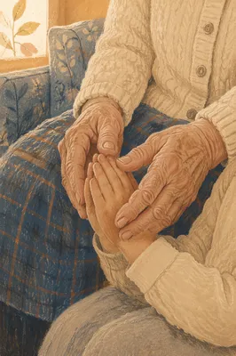 Grandmother Guiding Child in Prayer