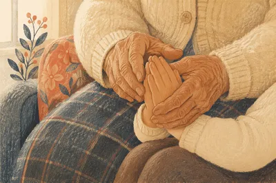 Grandmother Guiding Child in Prayer
