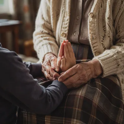 Grandmother Guiding Grandchild in Prayer