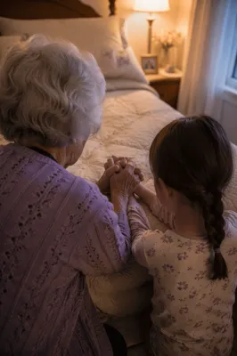 Grandmother Teaching Grandchild Bedtime Prayer