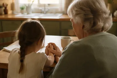 Grandmother Teaching Grandchild to Pray