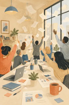 Coworkers Celebrating Success in Bright Office