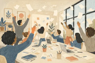 Coworkers Celebrating Success in Bright Office