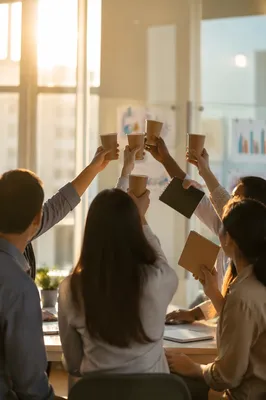 Coworkers Celebrating Team Milestone in Office