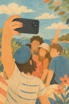 Sunny Outdoor Friends Selfie Moment