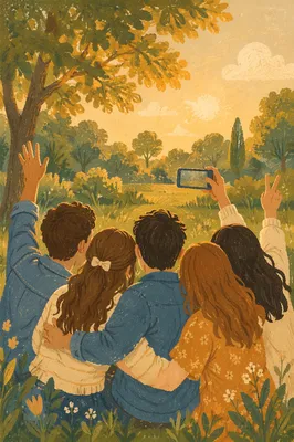 Joyful Friends Selfie in Golden Park