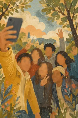 Joyful Friends Selfie in Sunny Park