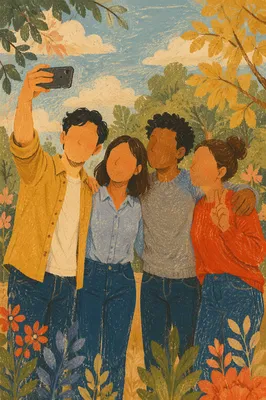 Playful Friends Taking Selfie in Sunny Park