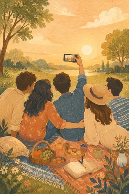 Outdoor Fellowship Friends Taking Playful Selfie