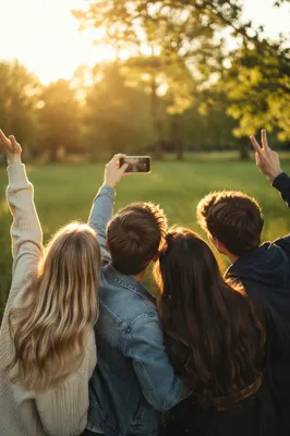 Friends Taking Selfie in Golden Park